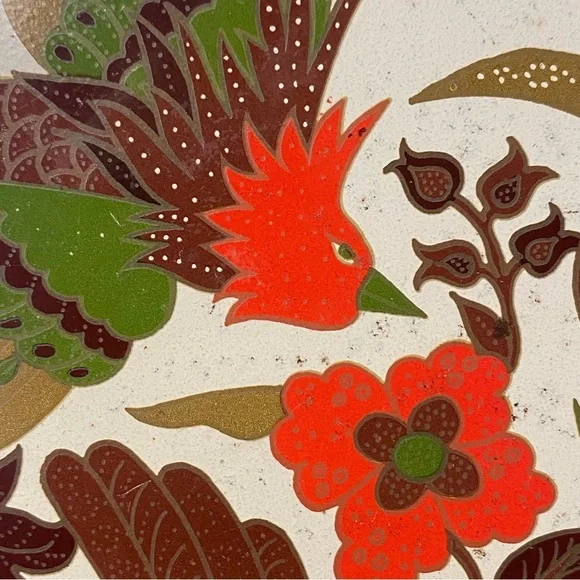 Decorative vintage birds and flowers tin tray - Picture 2 of 8